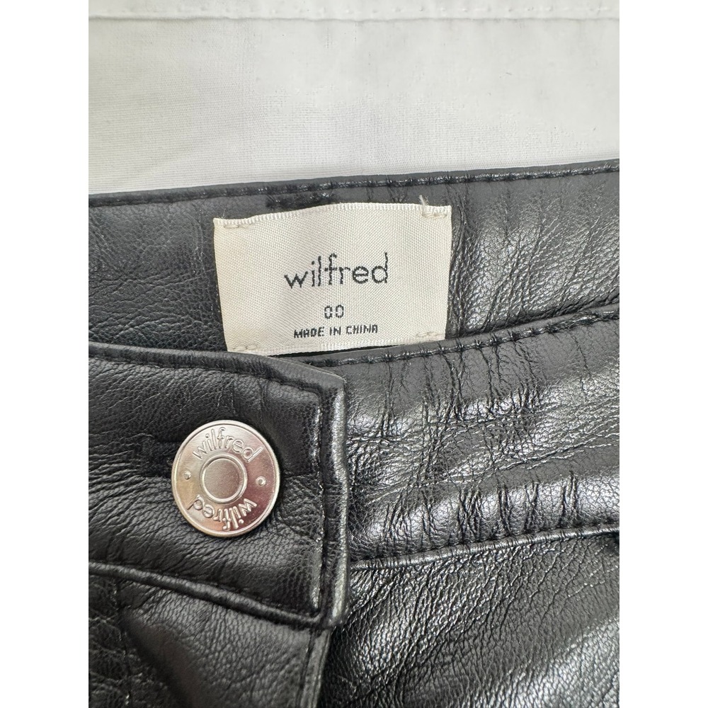 Aritzia Wilfred Melina High Rise Straight Vegan Leather Pants Black Size 00 NWT - Picture 7 of 9